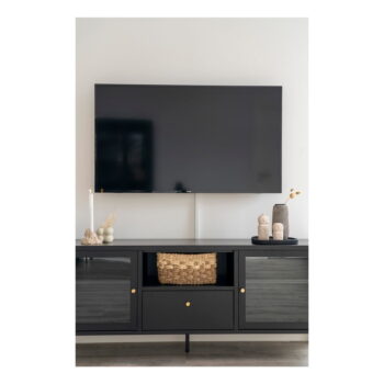 Čierny kovový TV stolík 150x60x35 cm Dalby – House Nordic - Image 5
