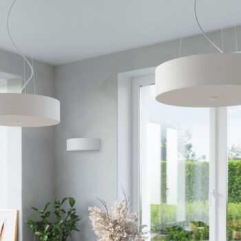 Biele stropné svietidlo s textilným tienidlom ø 100 cm Herra – Nice Lamps - Image 2