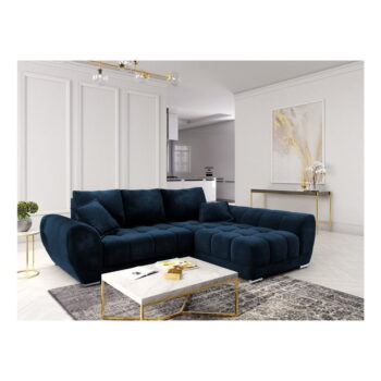 Kráľovskymodrá rozkladacia rohová pohovka so zamatovým poťahom Windsor & Co Sofas Nuage, pravý roh – Obrázok 6
