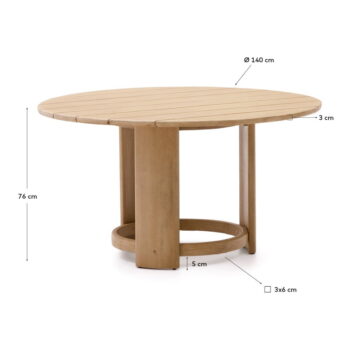 Okrúhly záhradný jedálenský stôl z eukalyptového dreva ø 140 cm Xoriguer – Kave Home – Obrázok 4