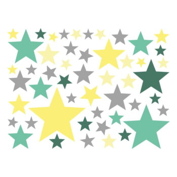 Sada 50 nástenných samolepiek Ambiance Stars Green and Yellow – Obrázok 2
