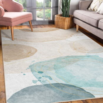 Krémovo-tyrkysový prateľný behúň 80x200 cm Puddle – Mila Home - Image 3