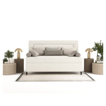 Béžová čalúnená jednolôžková posteľ 80x200 cm Alba – Maison de Rêve - Image 6