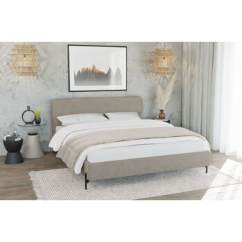 Svetlohnedá čalúnená dvojlôžková posteľ s roštom 140x200 cm Barker – Ropez - Image 3