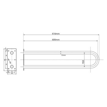 Nástenné madlo do kúpeľne z nehrdzavejúcej ocele 62 cm Handicap U – Sapho - Image 3
