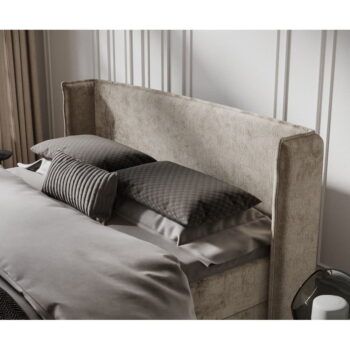 Béžová boxspring posteľ s úložným priestorom 200x200 cm Passion – Maison de Rêve - Image 10