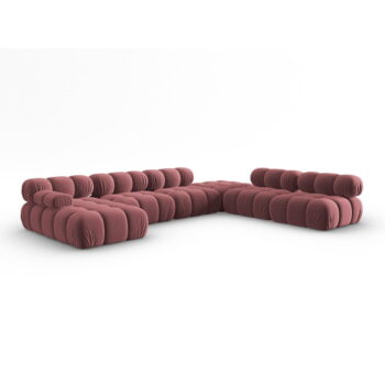 Ružová zamatová pohovka 379 cm Bellis – Micadoni Home - Image 2