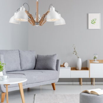 Bielo-hnedé stropné svietidlo s kovovým tienidlom ø 15 cm Marcello – LAMKUR - Image 2