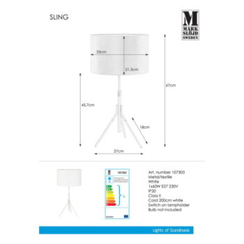 Biela stolová lampa Markslöjd Sling - Image 3