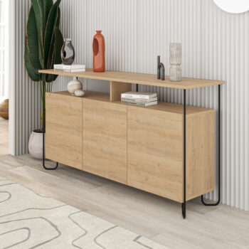 Nízka komoda v dekore duba v prírodnej farbe 130x80 cm Dilly – Marckeric – Obrázok 4