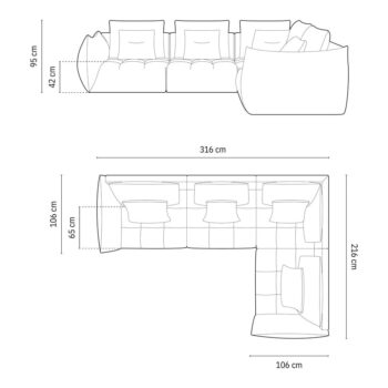 Červená rohová pohovka (pravý roh/do L) Bloom – Micadoni Home – Obrázok 7