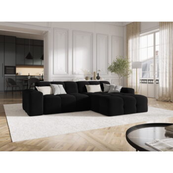 Čierna zamatová rohová pohovka (pravý roh) Kendal - Micadoni Home - Image 4