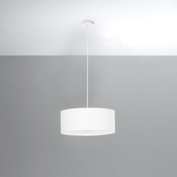 Biele závesné svietidlo s textilným tienidlom ø 30 cm Herra – Nice Lamps - Image 4