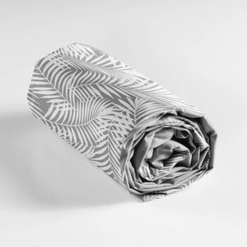 Bielo-sivá napínacia bavlnená plachta 90x190 cm Botania – douceur d'intérieur - Image 4