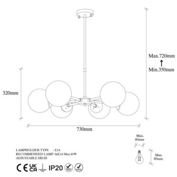 Závesné svietidlo v zlatej farbe so skleneným tienidlom ø 73 cm Akkas – Opviq lights - Image 6