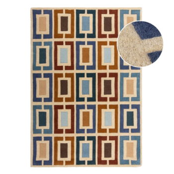 Modro-oranžový ručne tkaný vlnený koberec 120x170 cm Retro Blocks – Flair Rugs