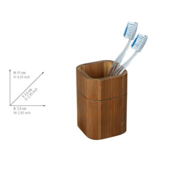 Hnedý bambusový téglik na zubné kefky Serro – Wenko - Image 5