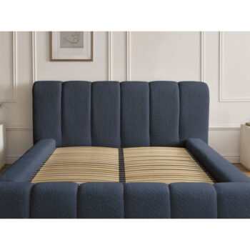 Tmavomodrá čalúnená dvojlôžková posteľ s úložným priestorom s roštom 140x190 cm Denali – Bobochic Paris – Obrázok 3