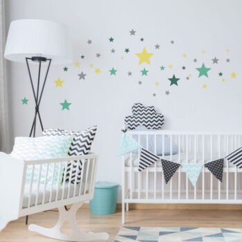 Sada 50 nástenných samolepiek Ambiance Stars Green and Yellow – Obrázok 3