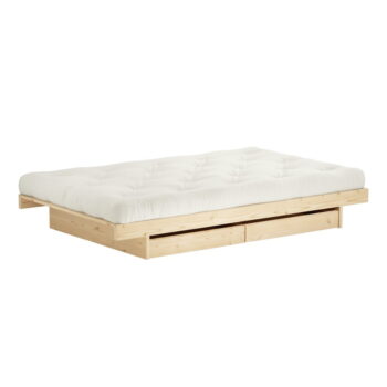Jednolôžková posteľ z borovicového dreva s úložným priestorom s roštom 90x200 cm v prírodnej farbe Kanso – Karup Design - Image 3