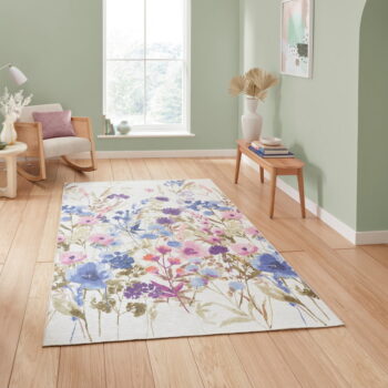 Fialový prateľný koberec 152x230 cm Country Floral – Catherine Lansfield - Image 4