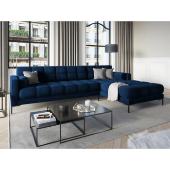Tmavomodrá zamatová rohová pohovka Cosmopolitan Design Bali, pravý roh - Image 8