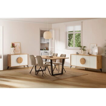 Nízka komoda v dekore duba v bielo-prírodnej farbe 180x82 cm Vae – Marckeric – Obrázok 2