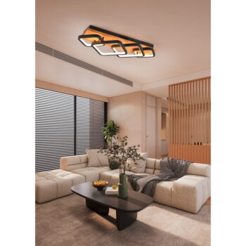 LED stmievateľné stropné svietidlo v čierno-prírodnej farbe 32x72 cm Rama – Trio - Image 3