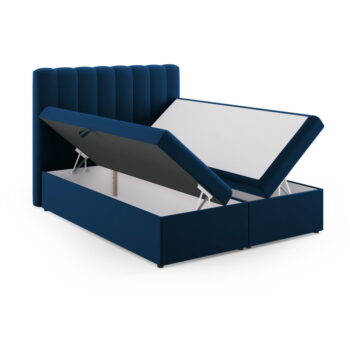 Tmavomodrá boxspring posteľ s úložným priestorom 160x200 cm Gina – Milo Casa - Image 3
