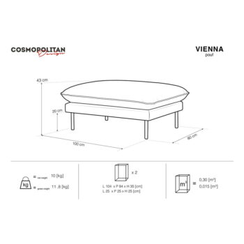Tmavozelená zamatová podnožka Vienna – Cosmopolitan Design - Image 3