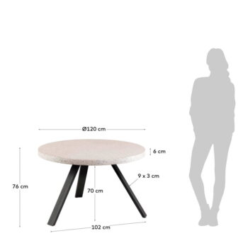 Záhradný jedálenský stôl s terrazzo doskou Kave Home Shanelle, ⌀ 120 cm - Image 7