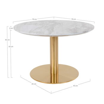 Okrúhly konferenčný stolík v bielo–zlatej farbe s doskou v dekore mramoru 70x70 cm Bolzano – House Nordic - Image 8