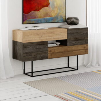 Nízka komoda v dekore duba v hnedo-prírodnej farbe 145x82 cm Titan – Marckeric – Obrázok 4