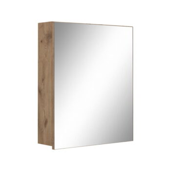 Závesná kúpeľňová skrinka so zrkadlom v dekore duba v prírodnej farbe 60x70 cm Wisla – Støraa