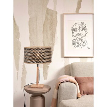 Stolová lampa s bambusovým tienidlom v čierno-prírodnej farbe (výška 38 cm) Java – Good&Mojo – Obrázok 3