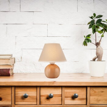 Béžová stolná lampa s textilným tienidlom, výška 24 cm Ball – LAMKUR - Image 4