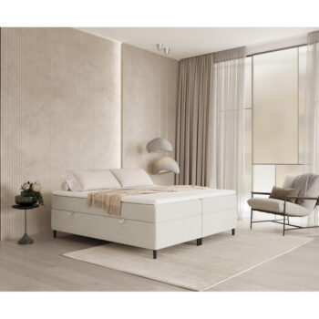 Krémovobiela boxspring posteľ s úložným priestorom 140x200 cm Araya – Maison de Rêve - Image 5