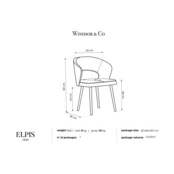 Sivá jedálenská stolička so zamatovým poťahom Windsor & Co Sofas Elpis - Image 5