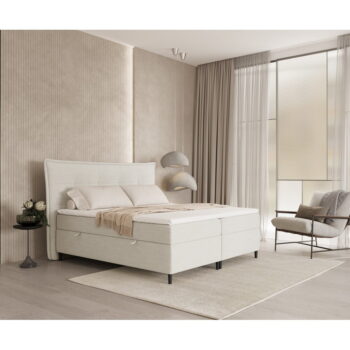 Krémovobiela boxspring posteľ s úložným priestorom 160x200 cm Sinai – Maison de Rêve - Image 6