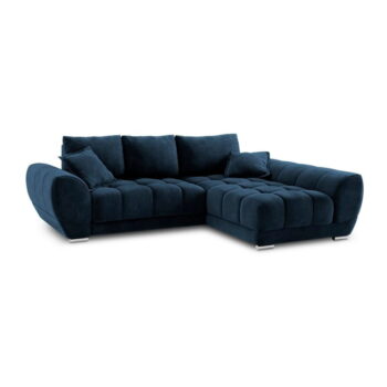Kráľovskymodrá rozkladacia rohová pohovka so zamatovým poťahom Windsor & Co Sofas Nuage, pravý roh – Obrázok 2