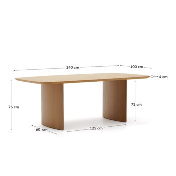 Jedálenský stôl v dekore duba v prírodnej farbe 100x240 cm Litto – Kave Home – Obrázok 5