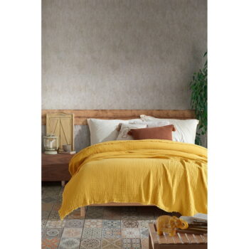 Žltá bavlnená prikrývka na dvojlôžko 200x250 cm Cuenca - Mijolnir - Image 2