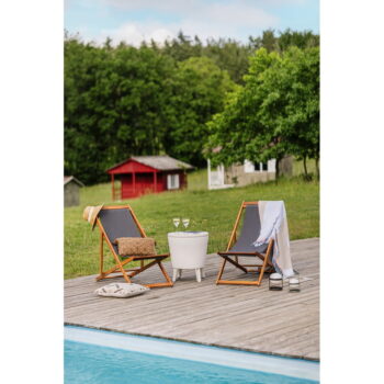 Sivé skladacie záhradné ležadlo z akáciového dreva Bonami Essentials Deck - Image 4