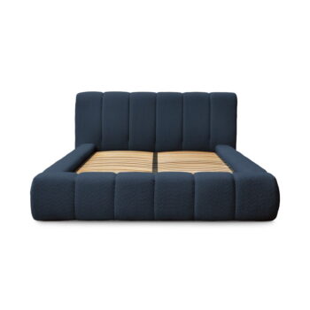 Tmavomodrá čalúnená dvojlôžková posteľ s úložným priestorom s roštom 140x190 cm Denali – Bobochic Paris – Obrázok 10
