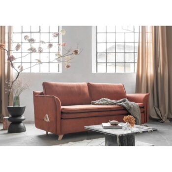 Zamatová rozkladacia pohovka v tehlovej farbe 225 cm Charming Charlie – Miuform - Image 3