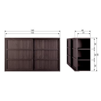 Tmavohnedá nízka komoda z borovicového dreva s posuvnými dverami 140x85 cm Nomin – BePureHome - Image 8