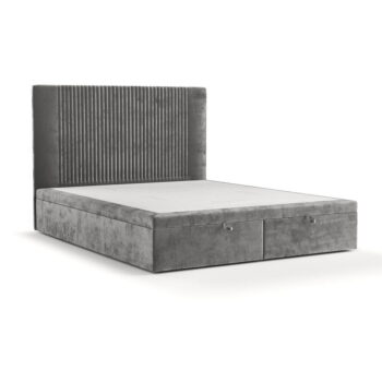 Sivá čalúnená dvojlôžková posteľ s úložným priestorom 180x200 cm Mavel – Maison de Rêve