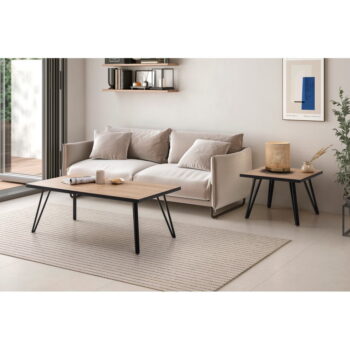 Čierny/prírodný konferenčný stolík s doskou v dubovom dekore 60x60 cm Sindi – Marckeric – Obrázok 4