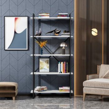 Čierno-biely regál 90x180 cm Elston - Kalune Design - Image 2