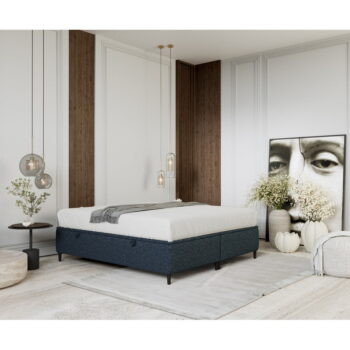 Tmavomodrá čalúnená dvojlôžková posteľ s úložným priestorom 180x200 cm Tate – Maison de Rêve - Image 6